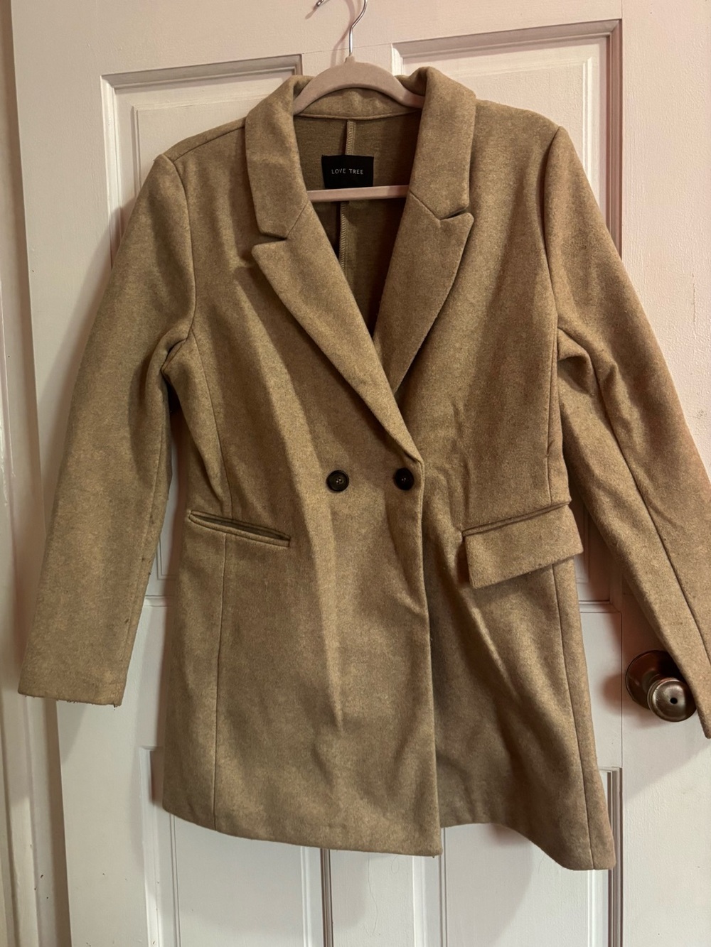 Women’s Camel Pea Coat by Love Tree